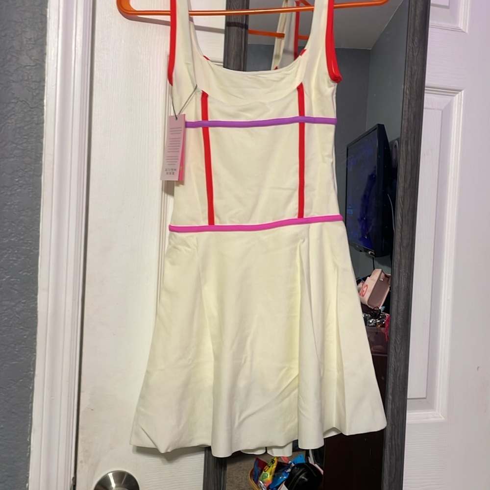 Oneone Cream Dress with Red and Pink